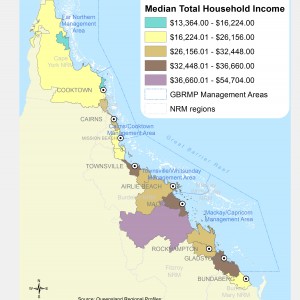 Median total household annual income, by Local Government Area ($000) 