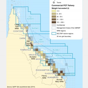 Commercial POT Fishing harvest (by weight) within GBR fishing grids in 2013.